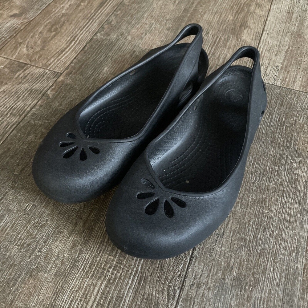 Crocs Thea Slingback Slip On Black Ballet Flats Womens Shoes Size 7 M